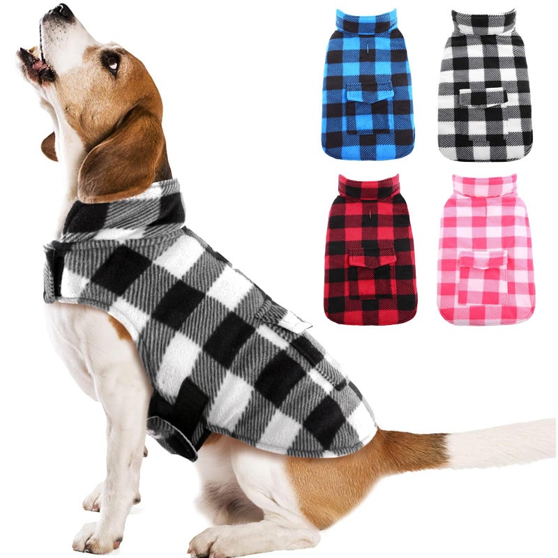 Kuoser Dog Winter Coat, Windproof Dog Fleece Jacket British Style Plaid Cold Weather Doggie Vest Coats, Reversible Cozy Warm Puppy Clothes Pet Apparel for Small Dogs XS - Image 1